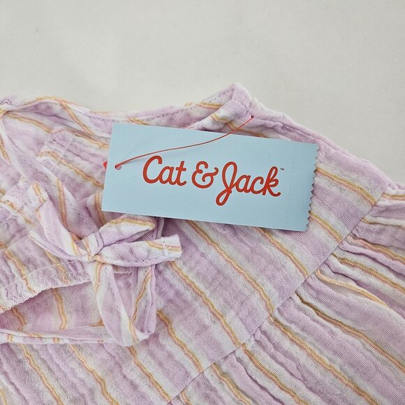 Cat & Jack Toddler Girls Sundress Dress 3T Lavender & Yellow Pinstripe Adorable - Picture 9 of 9